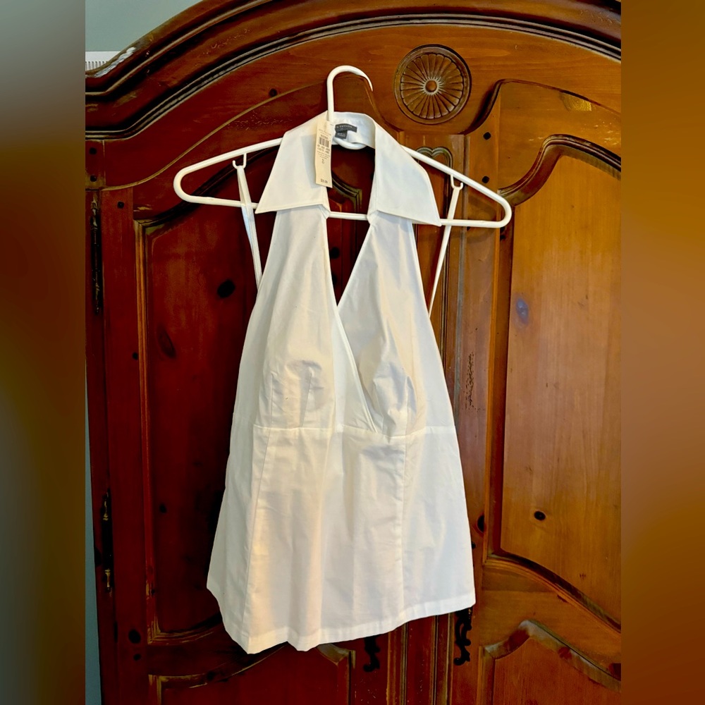 NWT Ann Taylor White Backless Blouse (8)